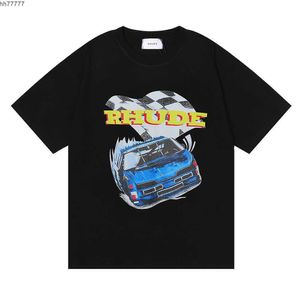 2023 Men's and Women's Fashion T-shirt Br Rhude s American Racing F1 Printing Commemorative Short Sleeved Cotton for Men Women Lovers Stor Pullover Short UA7N