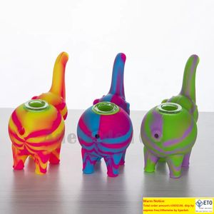 Elephant Silicone Hookah Hand Pipes with Glass Bowl Rig Silicon Smoking Pipe Bongs Oil Dab Rigs