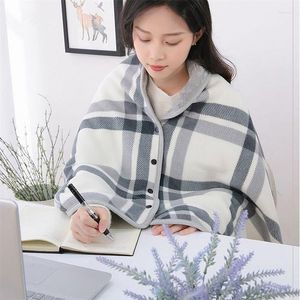 Blankets 2023 Wearable Plaid Fleece Blanket With Button Polyester Winter Warm Throws On Bed Sofa Thicken Bedroom Grey Throw