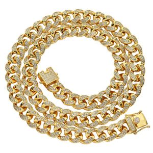 Kedjor Mens Hip Hop Chain 12mm Prong Sättningsinställning Micro AAA Zircon Iced Out Bling 18K Real Gold Plating Halsband Armband Fashio Dhgarden DH1DP