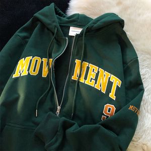 Men's Hoodies Sweatshirts Letter Print Casual Hooded Sweatshirt Vintage Simple Streetwear Coats Female Harajuku Loose Y2k Aesthetic Zip Up 230308