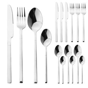 Zestawy naczyń stołowych 16PCS Silver Knife Fork łyżka srebrne oprogramowanie ze stali nierdzewnej obiad Kitchen Kitchen Western Stołów stołowych