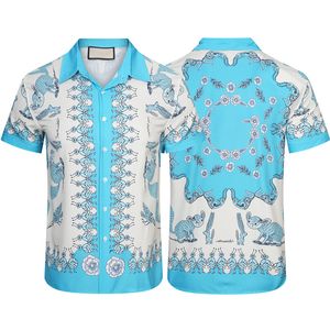 Mens kort ärm Hawaiian skjorta Fashion Print-knapp ner bowling casual skjortor Mens Summer Dress Shirt M-3XL