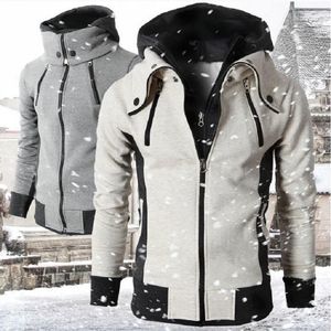 Motorcycle Apparel Men Zipper Jackets Autumn Winter Casual Fleece Coats Bomber Jacket Scarf Collar Fashion Hooded Male Outwear Slim Fit