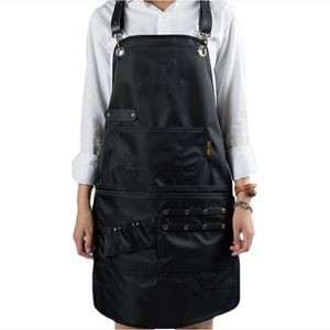 Aprons Waterproof Barber Shop Restaurant Baking Beauty Salon Painting House Kitchen Accessories Cleaning Tools Uniform Pocket Apron 230308