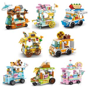 City Street Shop Cars Building Blocks Creative Toys Compatible Mini Classic Bricks Ice Cream Fast Food Store barnens gåvor