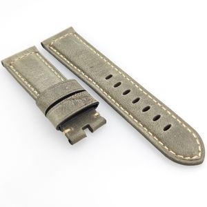 24 mm Beige Calf Leather Watch Band Strap Fit For PAM PAM 111 Wirst Watch