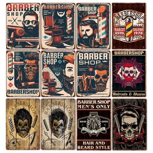 Barber Shop Offen Geschlossen Tattoo Poster Metall Zinn Zeichen Barber Rasiert Metall Bord Malerei Dekorative Plaketten Wand Platten Zeichen 30X20cm W03