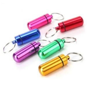 Aluminum alloy Boxes Metal Waterproof Pill Box Case keyring Key Chain Ring Medicine Storage Organizer Bottle Holder Container bb0309