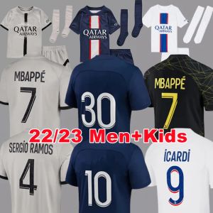 Custom mbappe 7 Hakimi 30 10 Jerseys de futebol Jogador 22 23 Sergio Ramos Psgs Maillots de Futebol Camisa 2022 2023 Marquinhos Verratti Hak