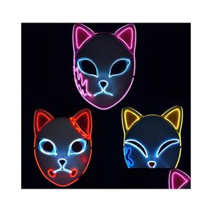 LED TOYS TOYS TOYS MASK DEMON SLAYER Tanjirou Sabito Mascarilla Makomo Cosplay Masques Halloween Drop Delivery Gifts Lighted DHQ9E