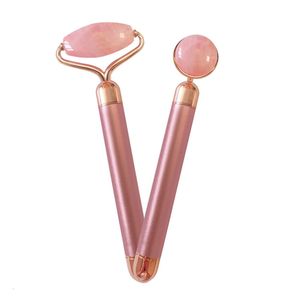 Massager twarzy elektryczny Jade Vibrating 2 w 1 naturalny kwarc róży Podnośnik Purple Stone Beauty Masaż narzędzie 230309