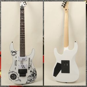 KH-2 Ouija Beyaz Kirk Hammett İmza Elektro Gitar Ters Kafa Uzmanı, Floyd Rose Tremolo, Siyah Donanım