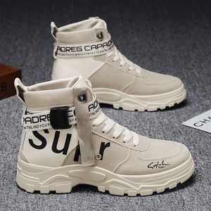 Botas British Canvas Sapatos Homem Men Personalidade de Autumn moda casual Hightop Tooling Winter 2023 230309