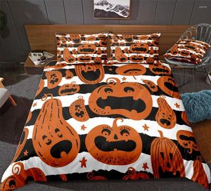 Bedding Sets Halloween Pumpki Duvet Cover Set Black And White Background Beds Home Textiles Microfiber For Boys Kids