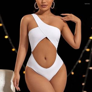 Moda de banho feminina Moda de banho simples Bikinis Bikinis Sexy Solid Color One Swimsiets Poupe