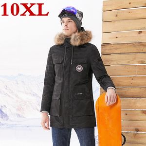 Pato masculino de baixo pato branco grande e fertilizante xl 10xl 9xl jaqueta extra grande colar de pele longa parka mulher