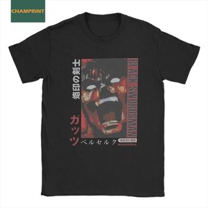 T-shirty męskie Berserk wnętrzności Czarne Szurty Mężczyzn Anime Śmieszna czysta bawełniana koszulka o szyi krótkie koszule