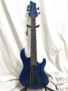 Custom Mini Travel Portable 5-string Electric Bass Guitar Blue Flame Maple Top Body Active Pickup Black Hardware