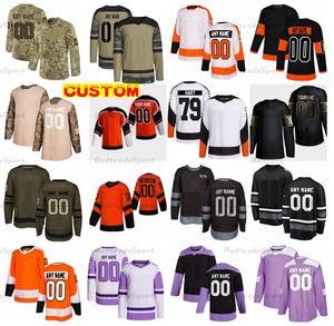 Benutzerdefinierte 2022 Reverse Retro Hockey-Trikots Atkinson Gritty Ellis Couturier Hart Konecny Camo Fights Cancer Provorov Hayes Laughton Tippett Tony DeAngelo Frost Cates