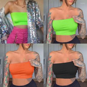 Camisoles Tanks altos femininos de colheita sem costura colar