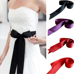 Bälten Satin Ribbon Wedding Belt/Bridal Sash/Evening Dress Belt 4cm Duble Faced Silk Midjeband DIY Bowknot Present