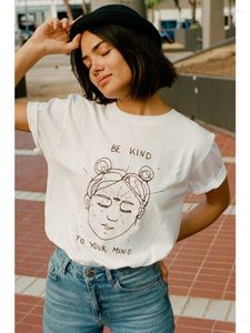 Kadın Tişörtleri Aklına Nazik Olun Kadınlar Yaz Komik Grafik Tumblr Giyim Tırnaklar Gömlek Yuvarlak Boyun Üstleri Tee Hipster Camisas Mujer