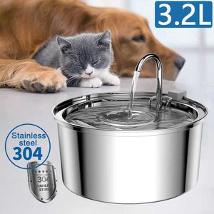 Dog Bowls Feeders Stainless Steel Cat Water Fountain Sensor Automatic Circulating Pet Drinking Dispenser Intelligent With Filters Y2303