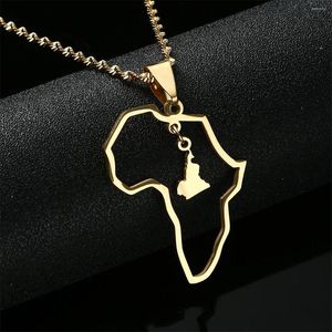 Anhänger Halsketten Gold Farbe Unisex Edelstahl Afrika Kamerun Karte Für Frauen Afrikanische Charme Schmuck Geschenke