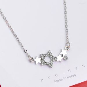 Pendant Necklaces Korean Fashion Jewelry Silver Color Crystal Star For Women Charm Collar Collares Wedding Gifts