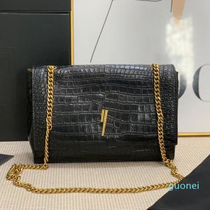 Designer-2023 Große Kettentasche Messenger Umhängetaschen Mode Zweiseitiges Leder Nubuk Schwarz Schulterhandtasche Gold Metall Quadratische Klappe Frauen Handtaschen Handy Pur