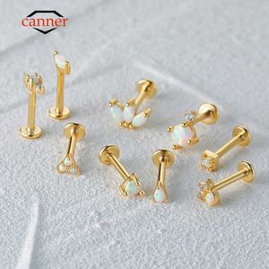 Charm Canner 925 Sterling Silver Opal Piercing Earring for Women Exquisite Crown Ear DS Brosk örhänge Body Jewets Gift 1Piece L230309