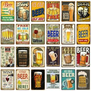 Retro Free Beer art decor Vintage Painting Art Poster Antique Metal Tin Signs Bar Pub Club Home Decorative Plate Retro Wine Wall tin Stickers size 30x20cm w02