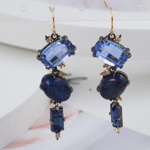 Stud Earrings European And American Retro Jewelry Fashion Lapis Lazuli Blue Geometric