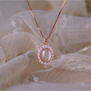 Chains RICKI Fashion Rose Gold Color Opals Collarbone Pendant Necklace For Women Party Luxury Statement Crystal Choker Jewelry