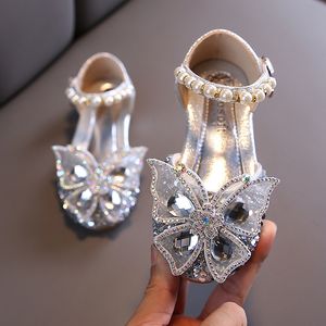 First Walkers Children s Party Wedding Children Shoes Sequin Lace Bow Kids Cute Pearl Princess Dance Single Casual Girls Shoe 230309