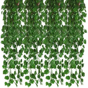 Decorative Flowers A50I 12Pcs Artificial Ivy Garland Leaf Vines Plants Greenery Hanging Fake For Wedding Backdrop Arch Wall Jungle Party