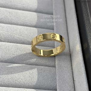 Bandringe 18K 3,6 mm Liebesring V-Goldmaterial wird nie verblassen schmaler Ring ohne Diamanten Luxusmarke offizielle Reproduktionen Mit Zähler