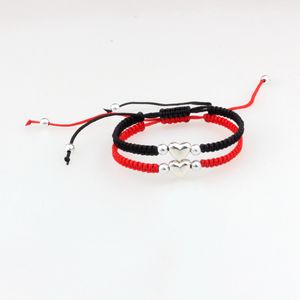 12st Ny Heart Flätat armband Lucky Red Black Color Threar Par Kedja handgjorda böner Pulsera smycken gåva till vän