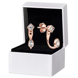 Rose Gold CZ Diamond Pendant Stud Earring for Pandora 925 Sterling Silver Wedding Party Jewelry For Women Girlfriend Gift Teardrops Earrings with Original Box