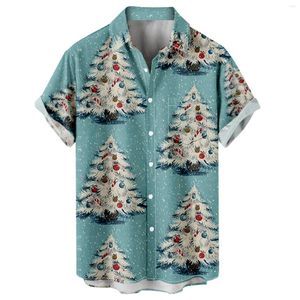Men's T Shirts Mens Printed Christmas Short Sleeve Button Down Beach Shirt For Man Microfiber Tee Men