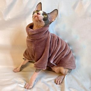 Trajes de gato roupas de moda inverno sphynx gatos jaqueta de lã de lã espessante devon rex com capuzes sem pêlos de cabelo confortável produtos de estimação