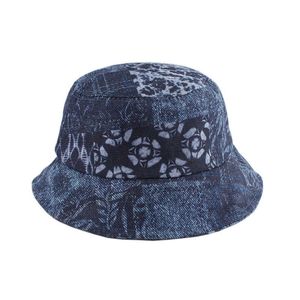 Cappelli a tesa larga 2021 New Fashion Vintage Print Denim Bucket Hat Reversibile Bob Chapeau Femme Hip hop Cap Gorro Cappello da pescatore unisex R230308