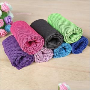 Towel Sports Cold Fast Cooling Fitness Running Sweat Absorption Cool Colden Outdoor Mountaineering Ice Silk Quickdrying Sport Wipe T Dht5A