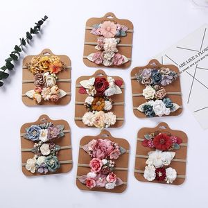 Saç Aksesuarları 3pcs/Lot Yapay Çiçek Bebek Kafa Bandı Doğdu Erkek Kız İnci Elastik Naylon Band Çocuk Pograph Ders Headwraps