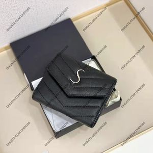 MENS WOMENS CASSANDRE SHORT WALLETS SOLID FÄRG KAVIAR äkta läderhandväska Luxurys designers väska damer matelasse rese plånbok mynt handväska med original låda