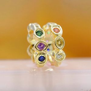 14k Gold Plated Hoop örhängen Infinity Stones örhängen passar europeisk pandora stil smycken modeörhängen