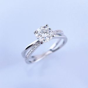 Cluster Rings 1CT Moissanite Ring Shiny Gemstone Lab Diamond Supply Test Fina smycken för kvinnor Bröllopsfest gåva Real 925 Silver