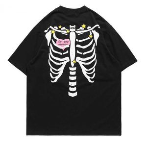 Męskie koszulki czaszka druk bawełniany T-koszulka męska gotycka granica streetwear hip hop punkowy rock tshirts harajuku tee mody krótkie rękawowe TEE TOP G230309