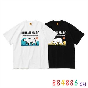 Erkek Tişörtler 2022SS İnsan Yapımı T-Shirt Erkek Kadın Yüksek Kalite Kutup Ayı Mektubu Aşk Baskı Tişört Yalnız Pamuk Kısa Kollu Üstü Tee G230309
